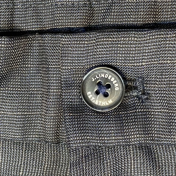 J. Lindeberg Men Elof Pants 36x32 Regular Fit Light Poly Blue Gray Striped Golf - Picture 7 of 16